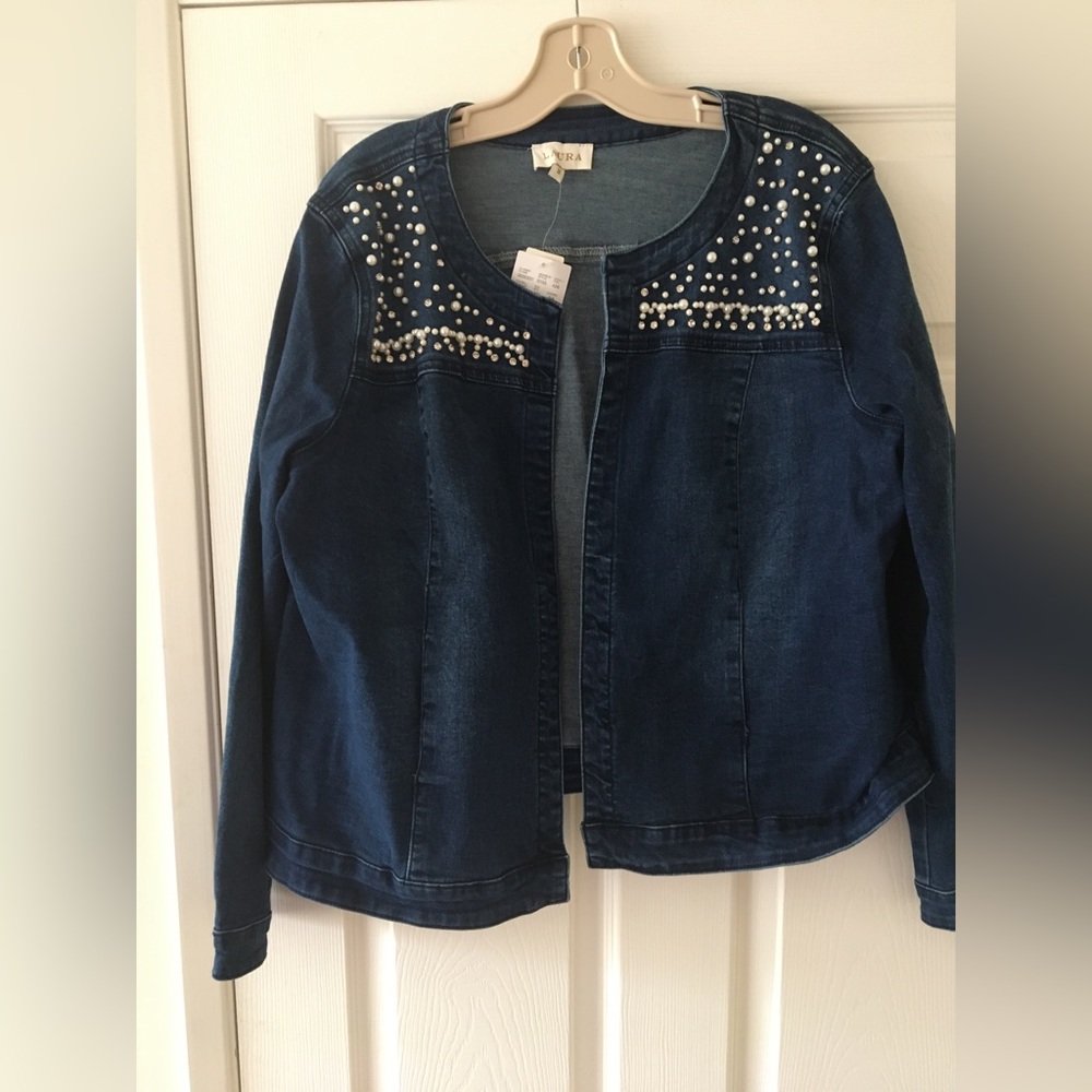 Sz 18 Jean jacket with embellishments NWT